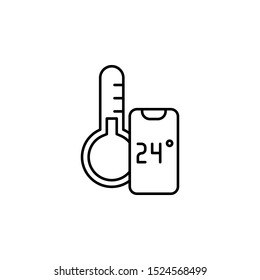 Temperature Control, Smartphone Icon. Simple Outline Vector Of Smart Home Set For UI And UX, Website Or Mobile Application