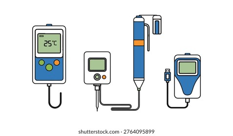 Temperature Data Logger Line simple abstract decorative illustration