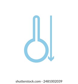 temperature decreasing icon, low temperature icon, cold weather icon