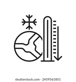 Temperature Down Icon - Cold Earth Icon