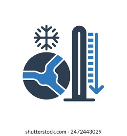 Temperature Down Icon - Cold Earth Icon