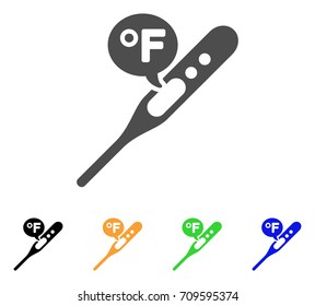 Temperature Fahrenheit vector pictograph. Style is a flat graphic symbol in gray, black, yellow, blue, green color variants. Designed for web and mobile apps.