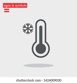 Temperature flat vector icon. Chill symbol concept isolated. Medicine thermometer. Weather,  cold climate in trendy style for web site, mobile app design.