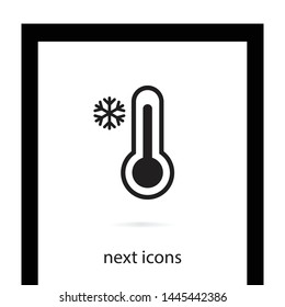 Temperature Flat Vector Icon. Chill Symbol Concept Isolated. Medicine Thermometer. Weather, Cold Climate In Trendy Style For Web Site, Mobile App Design.