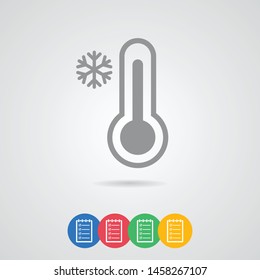 Temperature flat vector icon. Chill symbol concept isolated. Medicine thermometer. Weather, cold climate in trendy style for web site, mobile app design.