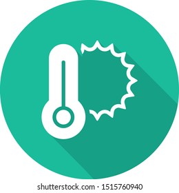 Temperature flat vector icon. Chill symbol concept isolated isolated with long shadow. Medicine thermometer. Weather, cold climate in trendy style for web site, mobile app design.
