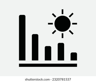 Icono de fluctuación de temperatura. Patrón meteorológico Medición de calor de la luz solar. Símbolo blanco negro Ilustración Ilustración Ilustración Material gráfico Vector EPS