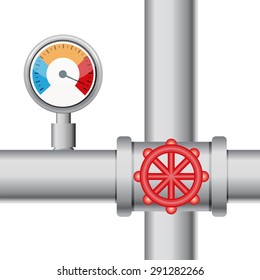 Temperature gauge with pipe and valve