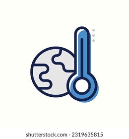 temperature, global warming icon, isolated blue icon in light background, perfect for blog, logo, graphic design, social media, UI, mobile app
