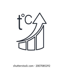 Temperature graph up. Vector linear icon isolated on white background.