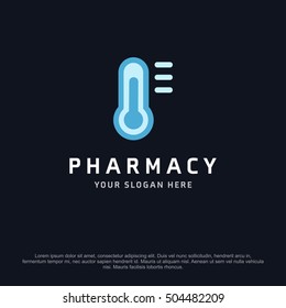 Temperature  health logo, abstract vector logo design template icon of company identity symbol concept for therapy service, pharmacy, hospital, medical clinic or any natural health care business