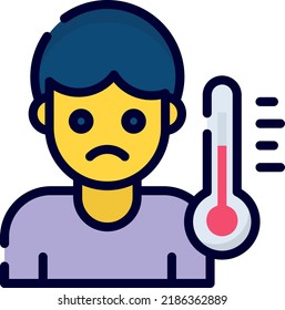 Temperature, High Fever Icon, Healthcare And Medical Icon.