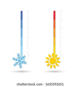 temperature hot and cold icon illustration on white