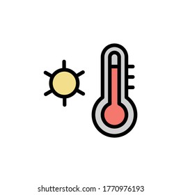 Temperatura, caliente, icono solar. Color simple con elementos de vector de contorno de iconos de vacaciones para ui y ux, sitio web o aplicación móvil