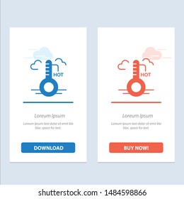 Temperature, Hot, Weather, Update  Blue and Red Download and Buy Now web Widget Card Template. Vector Icon Template background