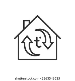 Temperature in the house, linear icon, circulation, convection. Line with editable stroke