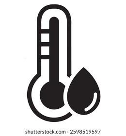 Temperature and Humidity Icon | Thermometer with Water Drop Symbol