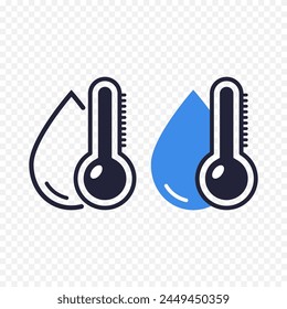 Temperature and humidity level symbol. Vector sign of indicator, indicator of mercury thermometer.