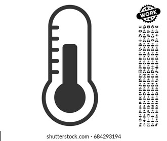 Temperature icon with black bonus work pictograph collection. Temperature vector illustration style is a flat gray iconic element for web design, app user interfaces.