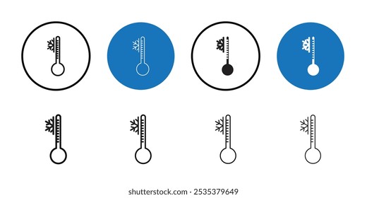 Temperature icon Black line art vector logo set