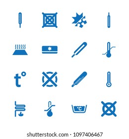 Temperature icon. collection of 16 temperature filled icons such as thermometer, no dry cleaning, themometer, heating system. editable temperature icons for web and mobile.