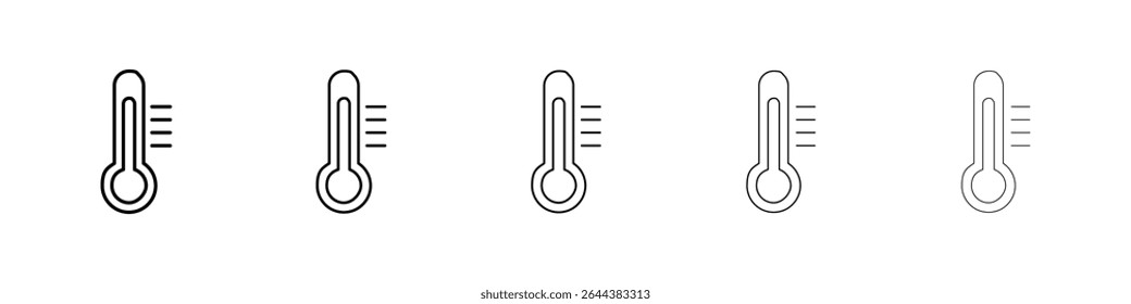 Grafikset für Temperatursymbole. trendige Strichlinienart
