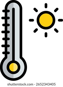 temperature icon illustration design with filled outline, this is not made from any AI generation