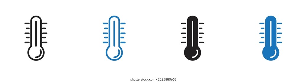 ícone de temperatura gráficos lineares definir vetor em preto