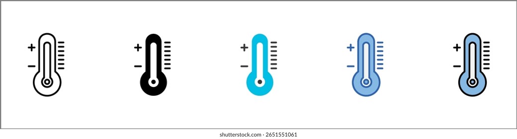 Ilustración multiestilo del paquete del icono de la temperatura