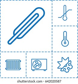 Temperature icon. set of 6 temperature outline icons such as themometer, thermometer, air conditioner, temperature, cold and hote mode