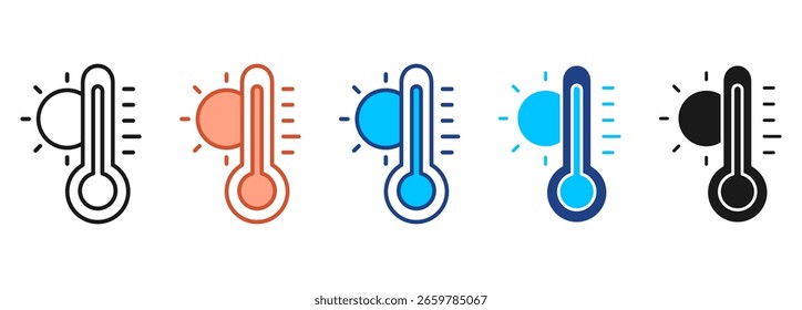 Temperatura Ícone Definir Coleção de Vários Estilos