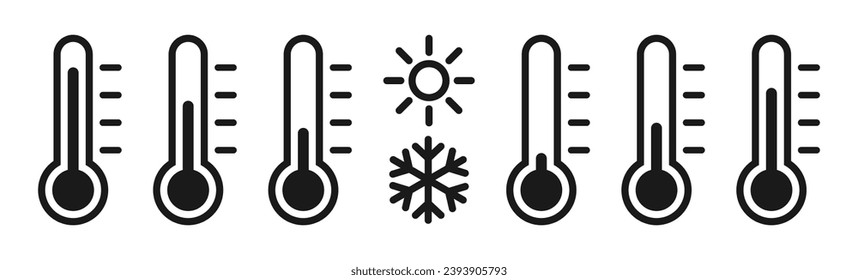 Temperature icon set. Temperature scale symbol. Vector illustration.