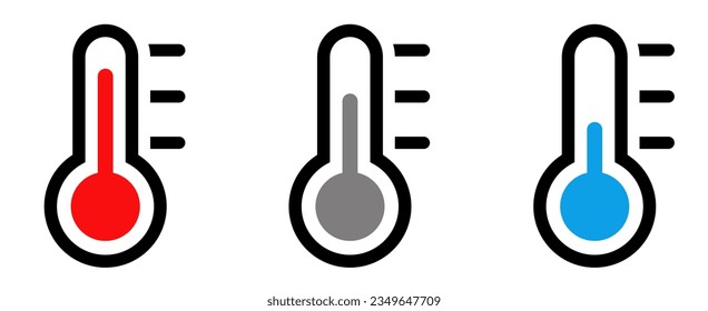 Temperature icon set. Thermometer showing the temperature symbol. Weather sign. Temperature scale icon. Warm and cold symbol - stock vector.
