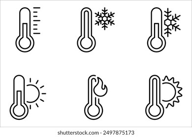 Temperature icon set. Thermometer showing the temperature symbol. Weather sign. vector illustration on white background
