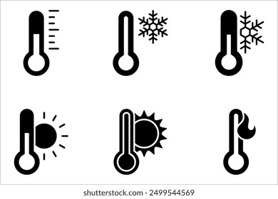 Conjunto de iconos de temperatura. Termómetro que muestra el símbolo de temperatura. Signo de Clima. Ilustración vectorial sobre fondo blanco