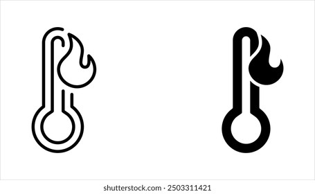 Temperature icon set. Thermometer showing the temperature symbol. Weather sign. vector illustration on white background