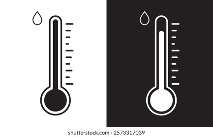 Temperature icon set. Thermometer showing the temperature symbol. Weather sign. Temperature scale icon. Warm and cold symbol - stock vector.