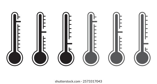 Temperature icon set. Thermometer showing the temperature symbol. Weather sign. Temperature scale icon. Warm and cold symbol - stock vector.