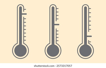 Temperature icon set. Thermometer showing the temperature symbol. Weather sign. Temperature scale icon. Warm and cold symbol - stock vector.