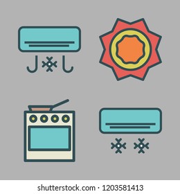 temperature icon set. vector set about air conditioner, oven and heat icons set.