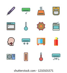 temperature icon set. vector set about thermometer, thermos, oven and heat icons set.