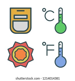 temperature icon set. vector set about thermometer, oven and heat icons set.