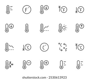 temperature icon sign. thermometer symbol .flat vector icon and illustration, graphic, editable stroke. Suitable for website design, logo, app, template, and ui ux.