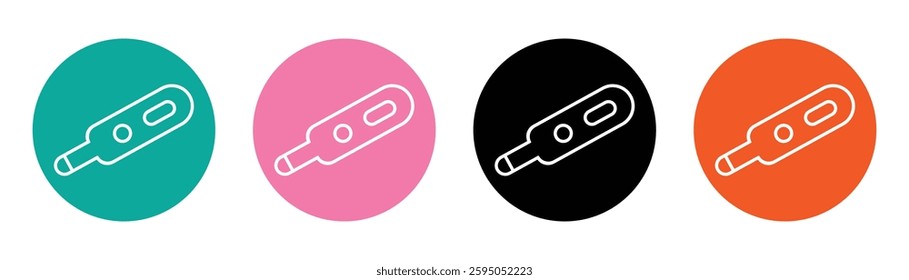 Temperature icon symbol set. Thermometer isolated vector sign website logo design. Weather sign. Temperature symbol between different colour circle. Vector illustration.