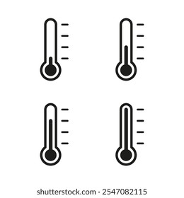 Temperature icon. Thermometer isolated vector sign. High low temperature symbol. Hot cold measurement heat cold icon on white background.