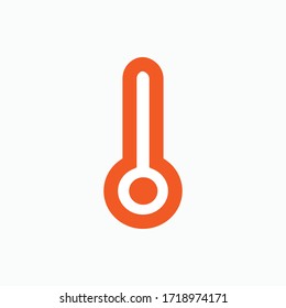 Temperature Icon. Thermometer Symbol. Presented in Orange Line Art Style.