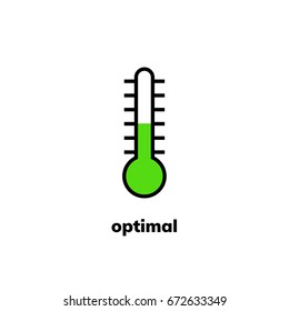 Temperature icon, vector clip art. Narrow-range mercury thermometer shows optimal weather
