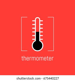 Temperature icon, vector clip art. Narrow-range mercury thermometer shows warm weather