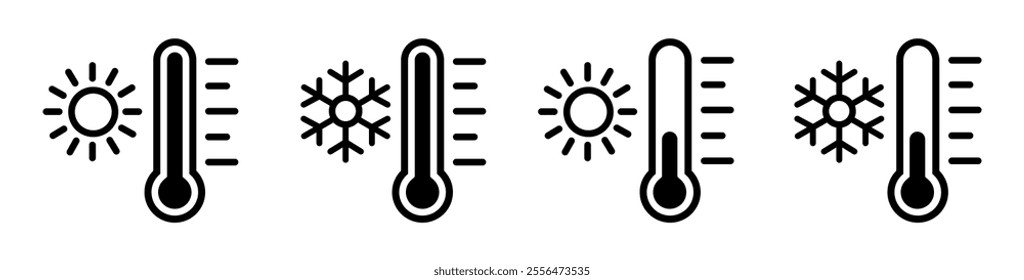 Temperature icon vector illustration, Thermometer scale, climate control, weather icon, Temperature thermometer icon collection, Hot, cold, Warm, freeze , Celsius, Fahrenheit degree, Hot and Cold sign