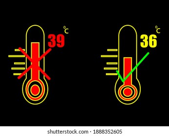 Temperatursymbol, Vektorgrafik mit Linienstil und hochwertiger gelber Farbe